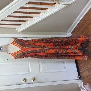Orange Paisley handkerchief dress.